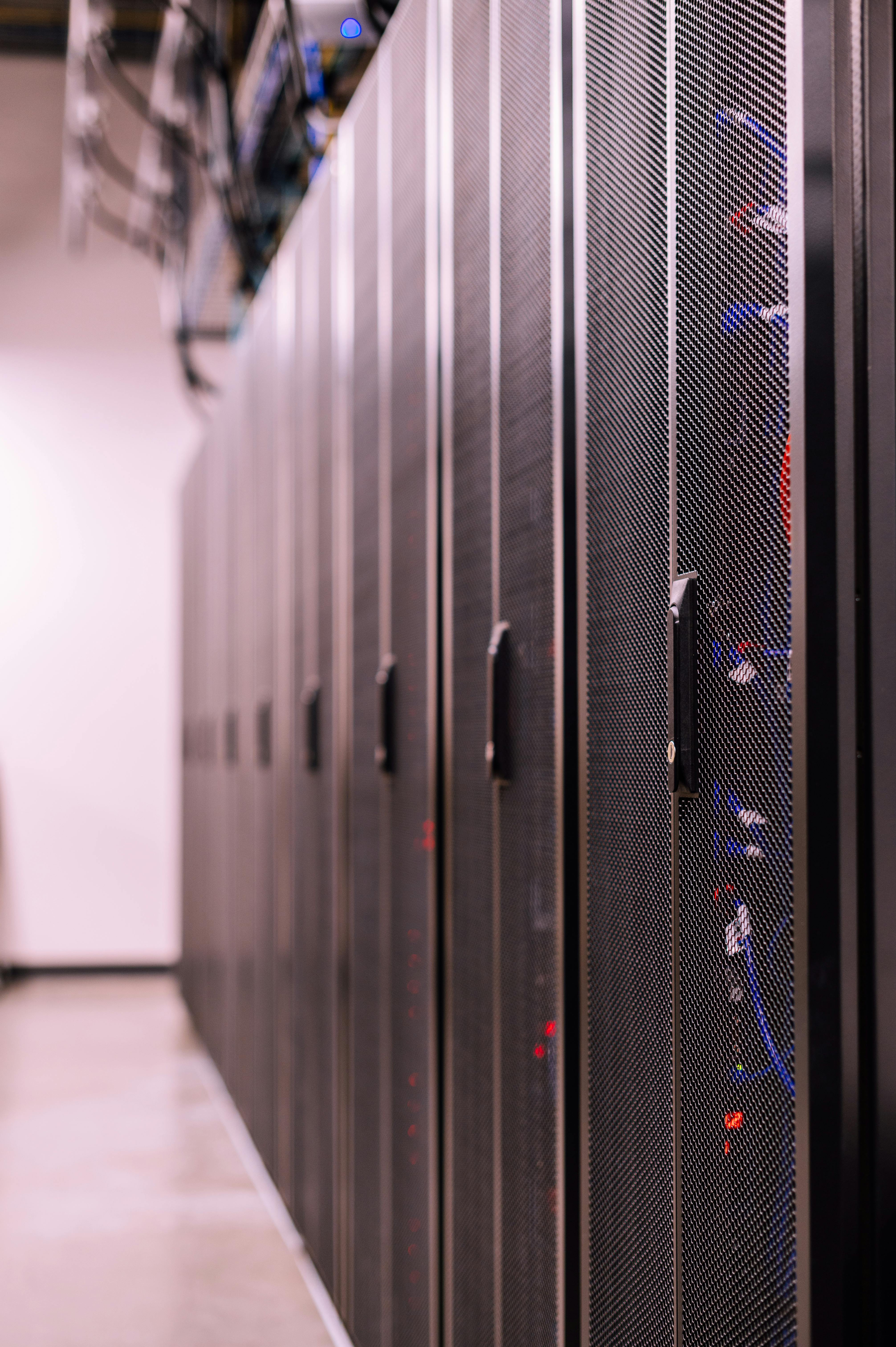 Server racks representing website hosting and maintenance